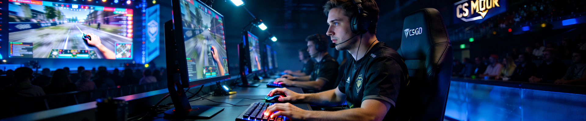 CS:GO Major锦标赛决赛瞬间，选手专注操作键盘鼠标